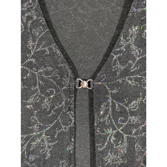 Bentley Plus Black Silver Sparkle Front Clasp Open Short Sleeve Cardigan Size 2X - Picture 3 of 10